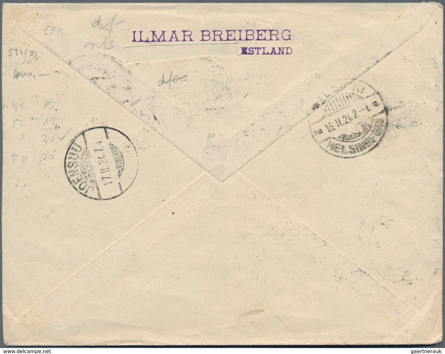 Estland: 1923, Airmail 10 M. On 5 M. - 45 M. On 5 M. Imperforated And Airmail Overprint Issue 5 M. A - Estland