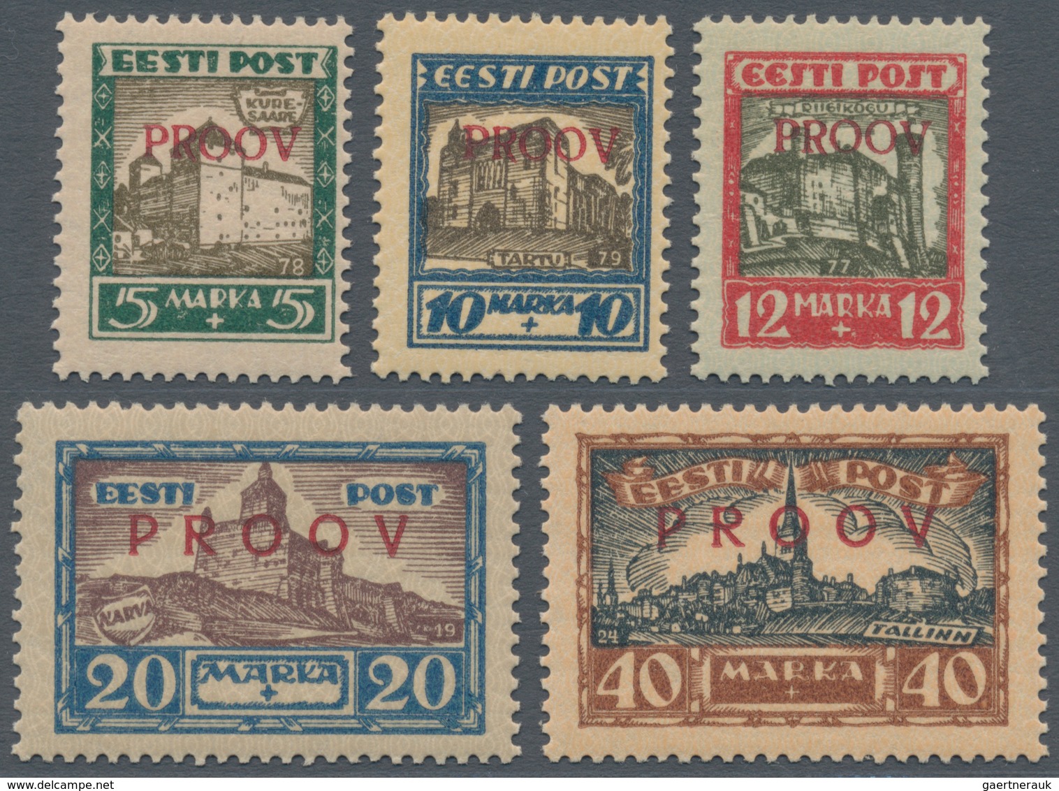 Estland: 1927, Cityscapes Issue Mnh Complete With "PROOV" Overprint. - Estland