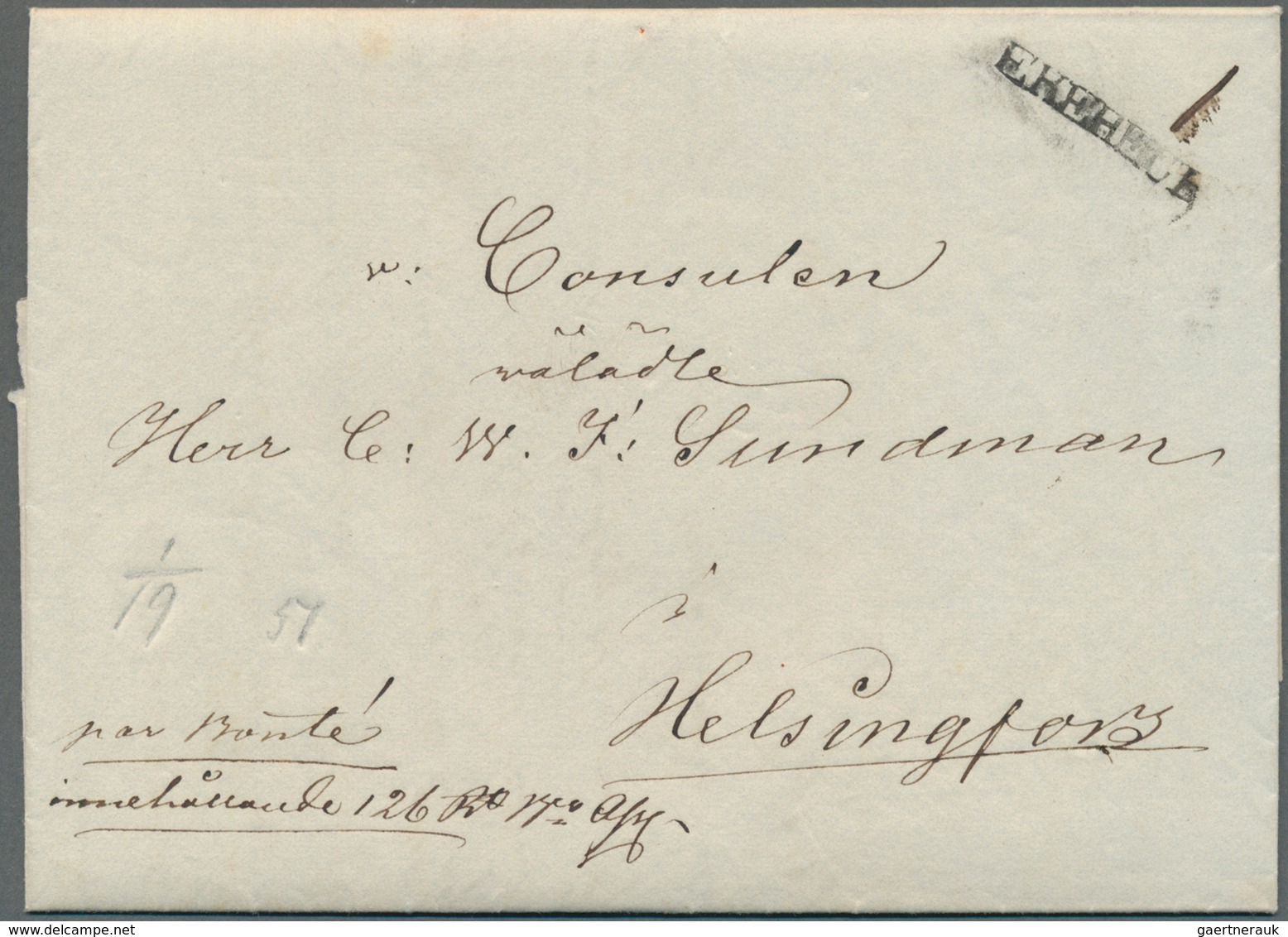 Finnland - Vorphilatelie: 1840, Letter With Manuscript Value Declared " Innehöllande 126 R" With Pos - ...-1845 Prephilately