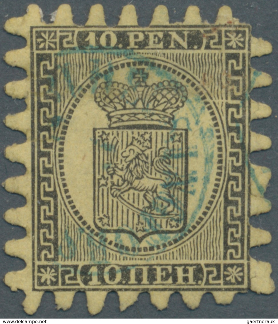 Finnland: 1866, Wappen 10 P Braunlila Auf Einfachem Braungelben Papier, Luxus-Marke Mit PERFEKTEM Zu - Unused Stamps