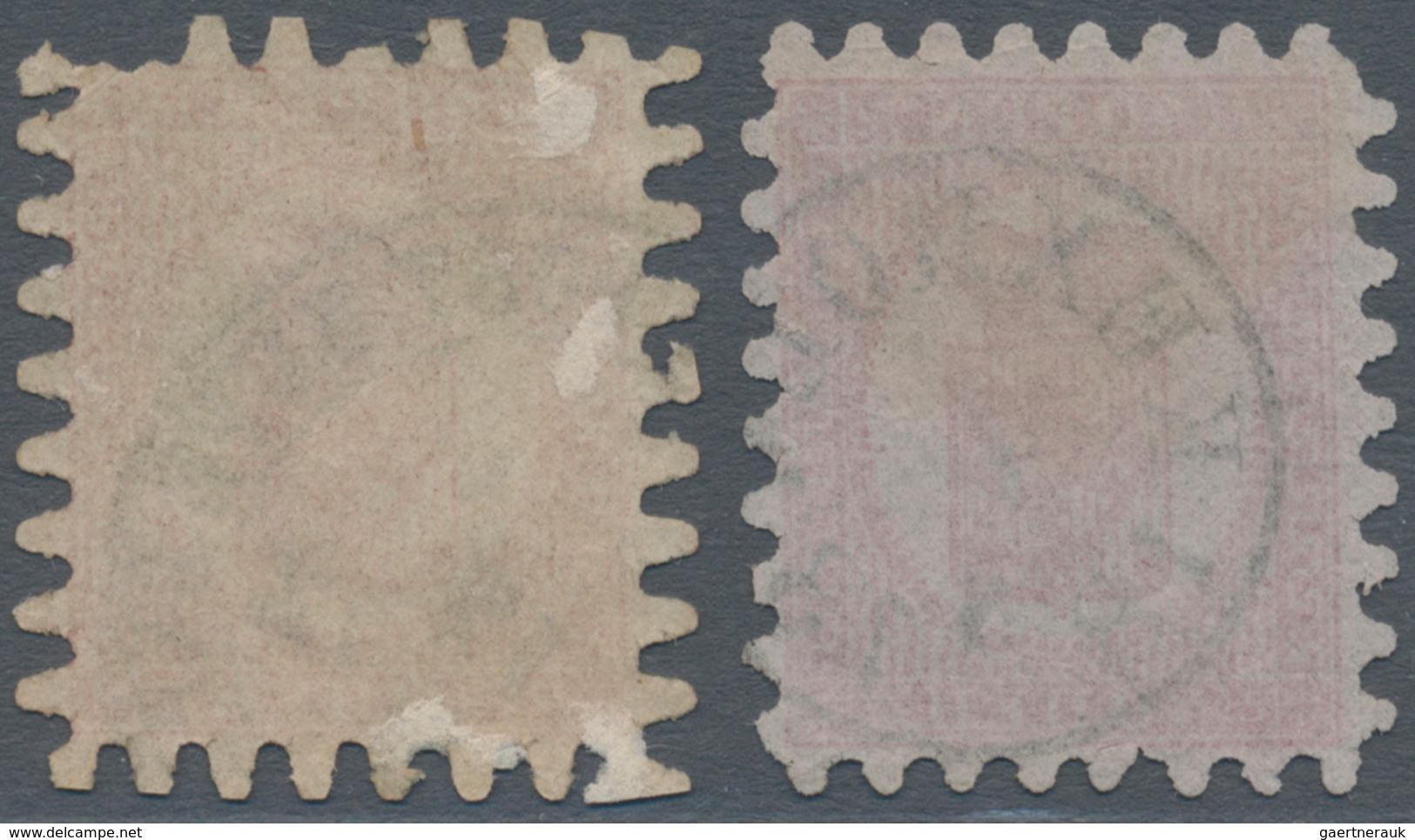 Finnland: 1866, Zweimal Wappen 40 P Rosakarmin Auf Einfachem Blassrosa Papier Mit Zungen-Durchstiche - Ongebruikt