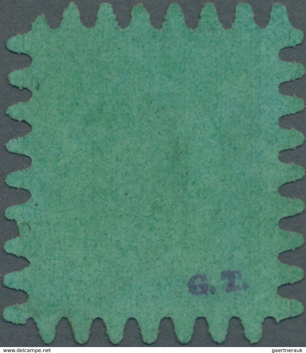 Finnland: 1866, Wappen 8 P Schwarz Auf Grün Mit PERFEKTEM Zungen-Durchstich C Und Einkreisstempel. - Unused Stamps