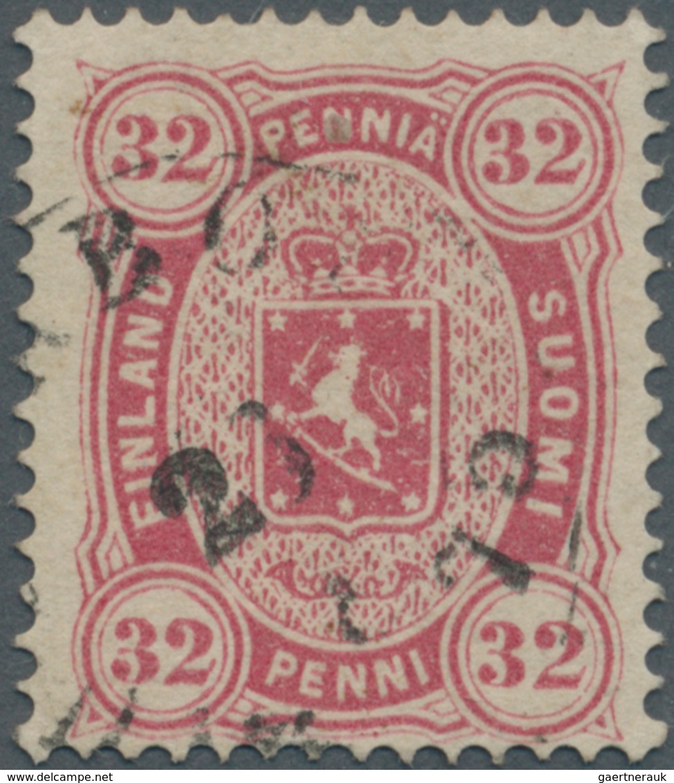 Finnland: 1875, Wappen 32 P Karminrosa Mit Einwandfreier Seltener Zähnung K14:13½ Und Sauberem K1 "A - Nuovi