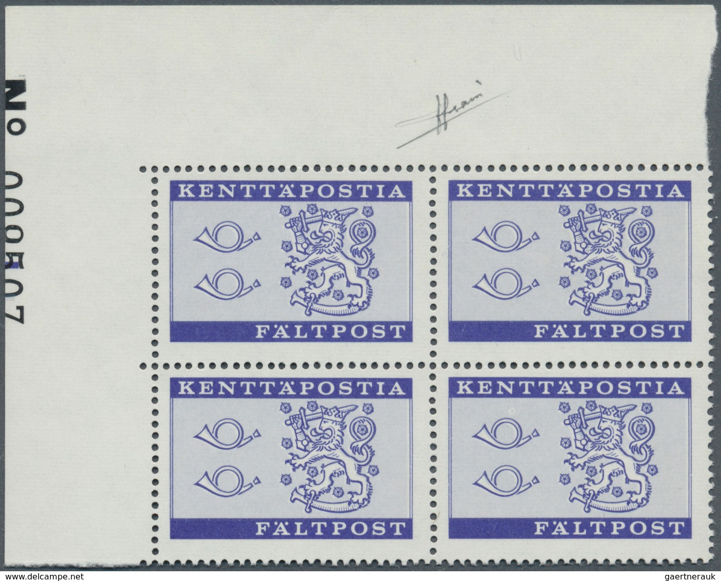 Finnland - Militärpostmarken: 1963, Feldpostmarke 'Posthörner Und Wappenlöwe' Im Viererblock Aus Der - Militair