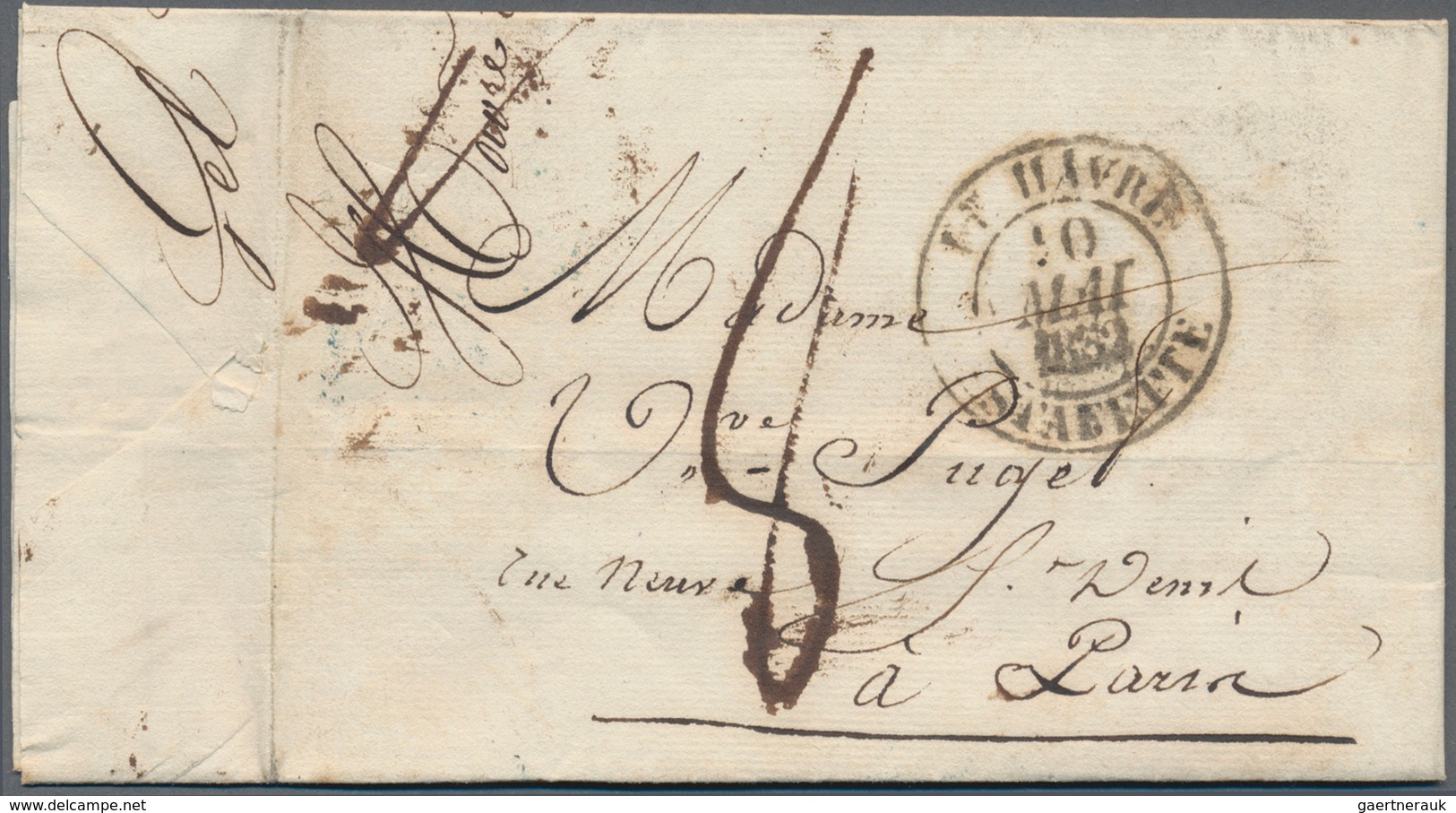 Frankreich - Vorphilatelie: 1832, Letter From Le Havre To Paris, Cancelled "Le Havre 10 Mai 1832 EST - Andere & Zonder Classificatie