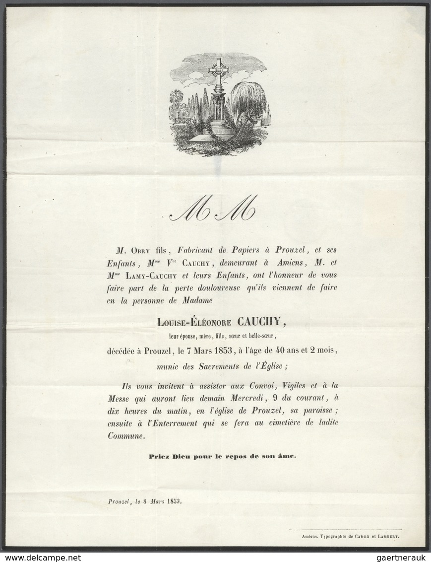 Frankreich: 1849, Ceres 10 C Yellow-brown Tied By Diamont-dots On Mourning Printed-matter Sent From - Andere & Zonder Classificatie