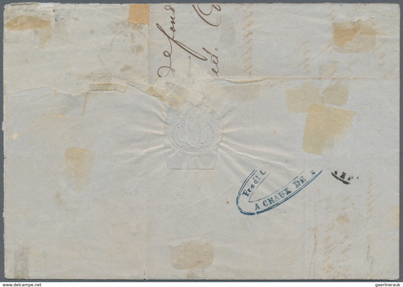 Frankreich: 40c Napoleon, Large Margins, Tied By Swiss La Chaux De Fonds 12 Nov 1859 Cds To Letter ( - Altri & Non Classificati