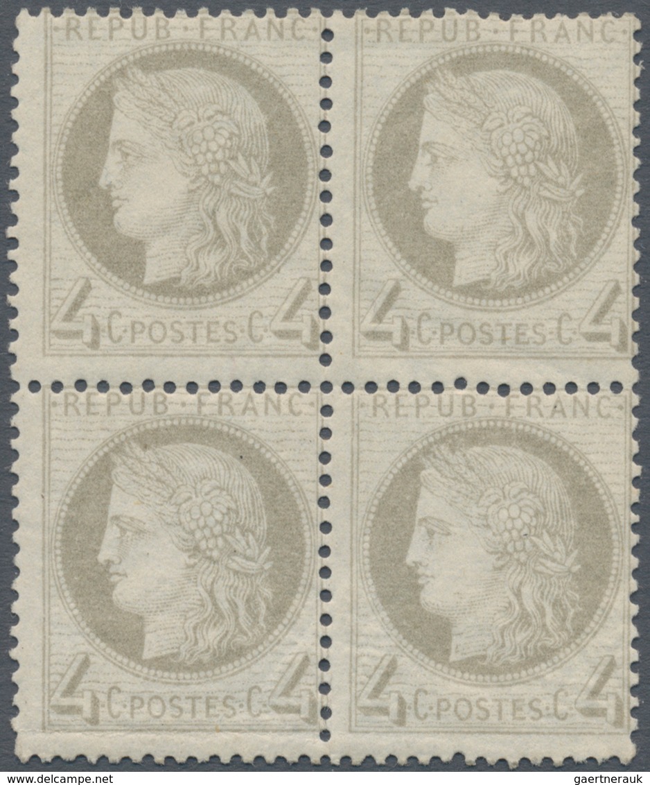 Frankreich: 1872, Ceres 4c. Grey, Block Of Four, Fresh Colour And Well Perforated, Mint O.g. Previou - Andere & Zonder Classificatie