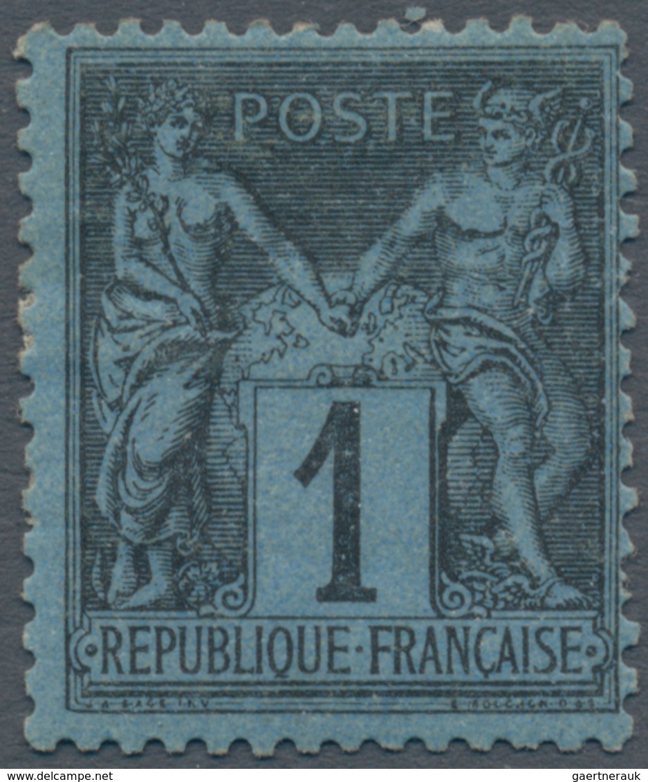 Frankreich: 1880, 1c. Black On Prussian Blue, Fresh Intense Colour In Typical Shade, Well Perforated - Altri & Non Classificati