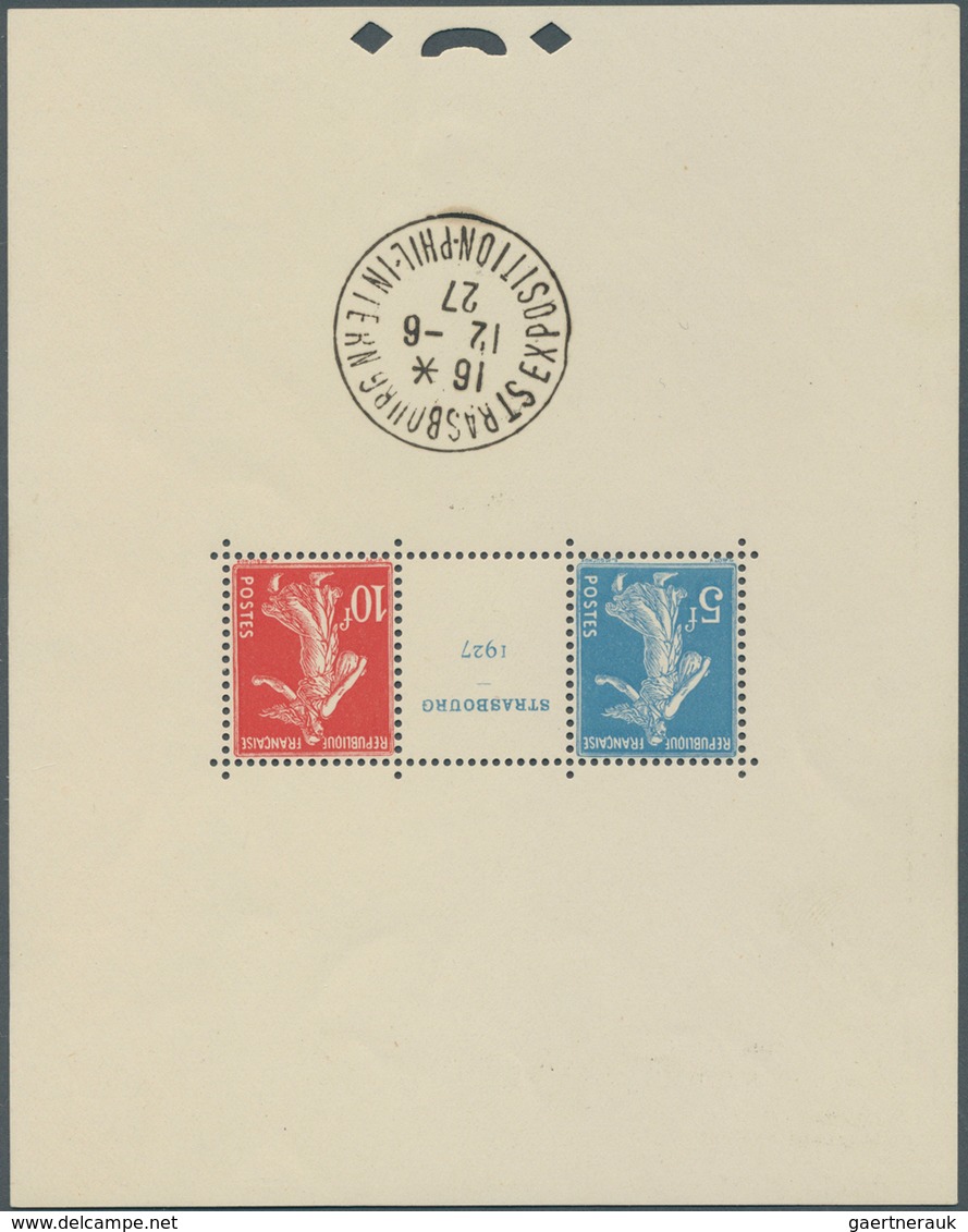 Frankreich: 1927, Blockausgabe 'Ausstellung Strasbourg' (110 X 139 Mm) Mit Ausstellungs-Sonderstempe - Andere & Zonder Classificatie