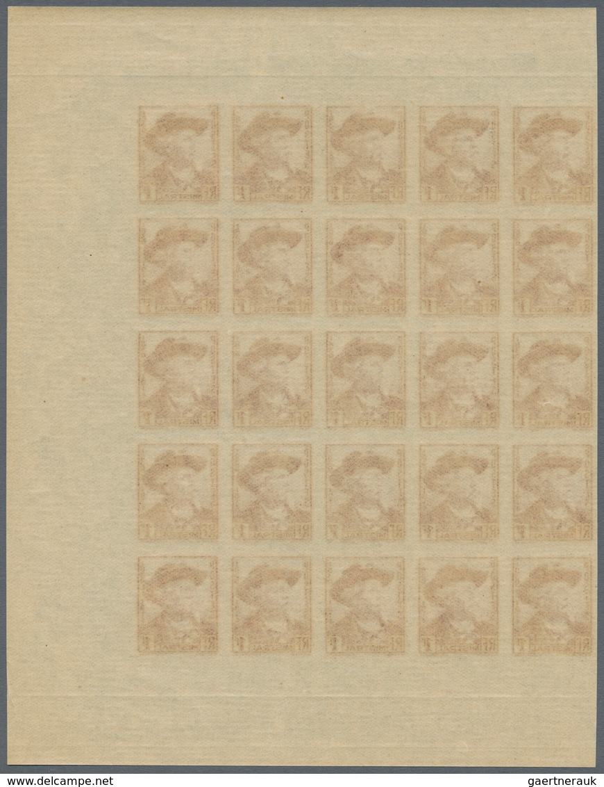 Frankreich: 1941, Frederic Mistral 1fr. (Poet And Nobel Prize 1904) IMPERFORATE Block Of 25 From Rig - Andere & Zonder Classificatie