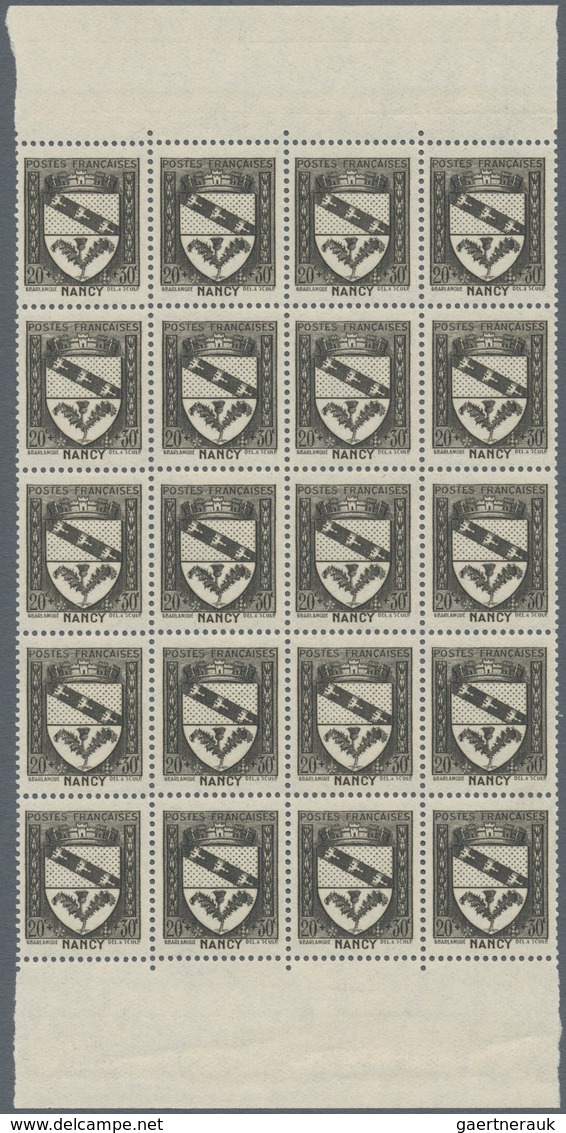 Frankreich: 1941, Coat Of Arms Complete Set Of 12 In Blocks Of 20, Mint Never Hinged, Mi. € 520,-- + - Andere & Zonder Classificatie