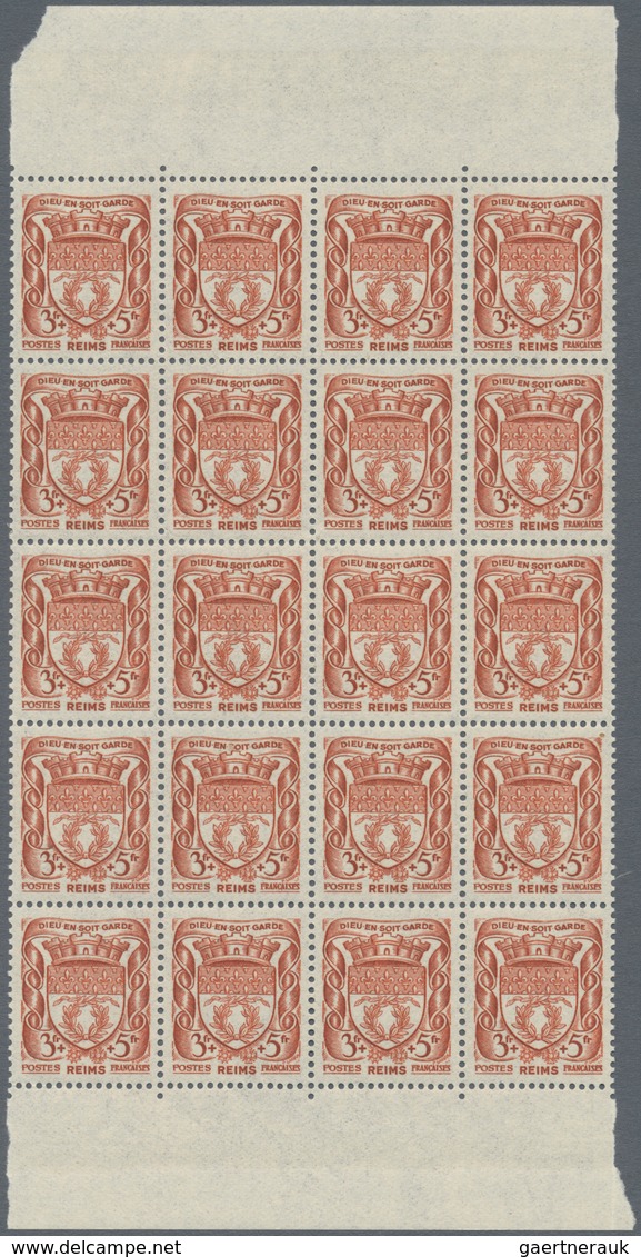 Frankreich: 1941, Coat Of Arms Complete Set Of 12 In Blocks Of 20, Mint Never Hinged, Mi. € 520,-- + - Andere & Zonder Classificatie