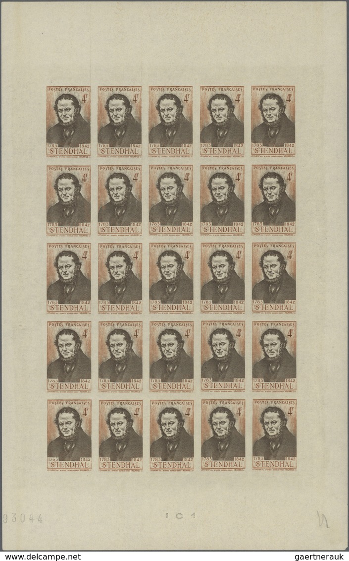 Frankreich: 1942, 4fr. Stendhal, Imperforate Colour Proof "blackish Brown/light Brown", Complete She - Altri & Non Classificati