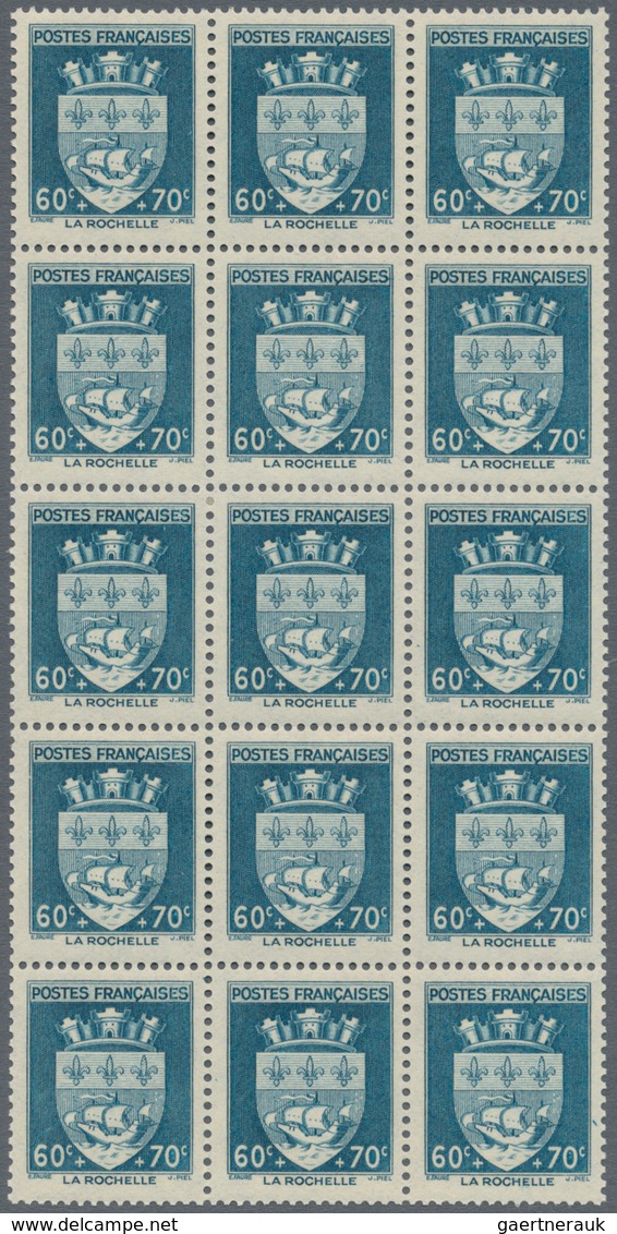 Frankreich: 1942, Coat Of Arms Complete Set Of 12 In Blocks Of 15, Mint Never Hinged, Mi. € 540,-- + - Andere & Zonder Classificatie