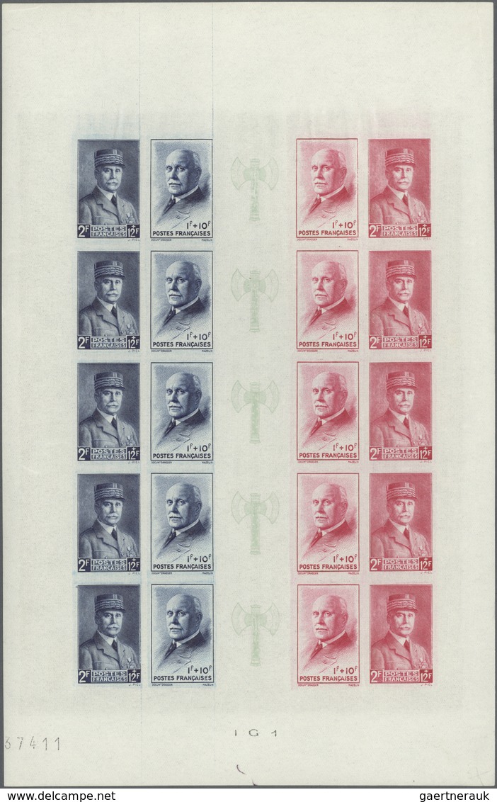 Frankreich: 1943, National Relief Fund (Petain), Imperforate Colour Proof Sheet Of Five Se-tenant St - Andere & Zonder Classificatie