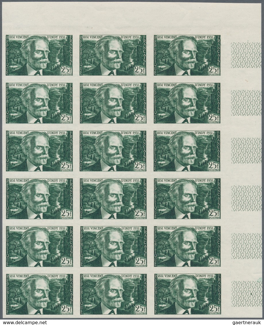 Frankreich: 1951, 100th Birthday Of Composer Vincent D‘Indy 25fr. IMPERFORATE Block Of 18 From Upper - Andere & Zonder Classificatie