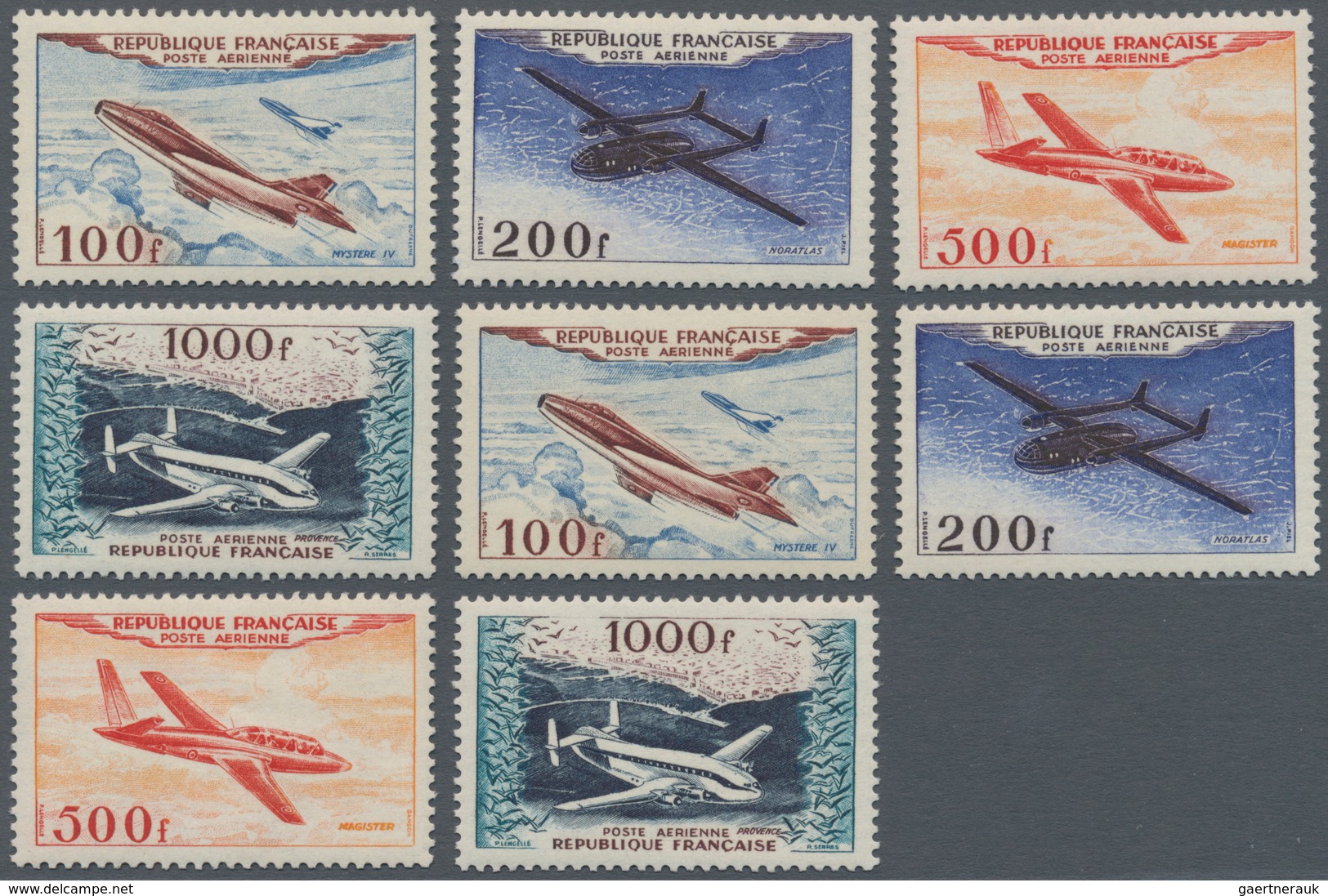 Frankreich: 1954, Airmails, Two Sets Unmounted Mint. Mi. 600,- €. - Altri & Non Classificati