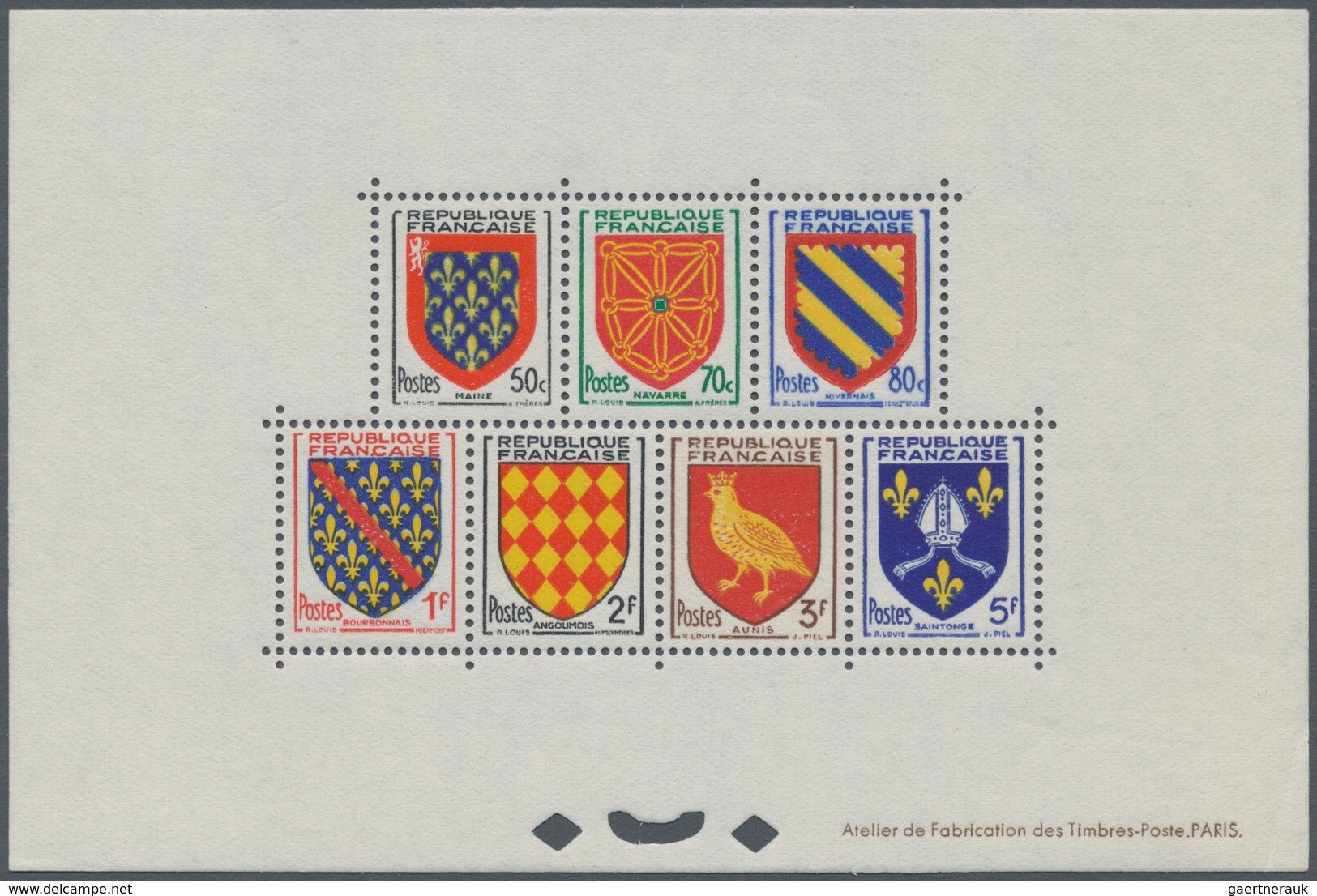 Frankreich: 1954, Definitves "Coat Of Arms", Bloc Speciaux, Unmounted Mint (slight Unobstrusive Impe - Andere & Zonder Classificatie