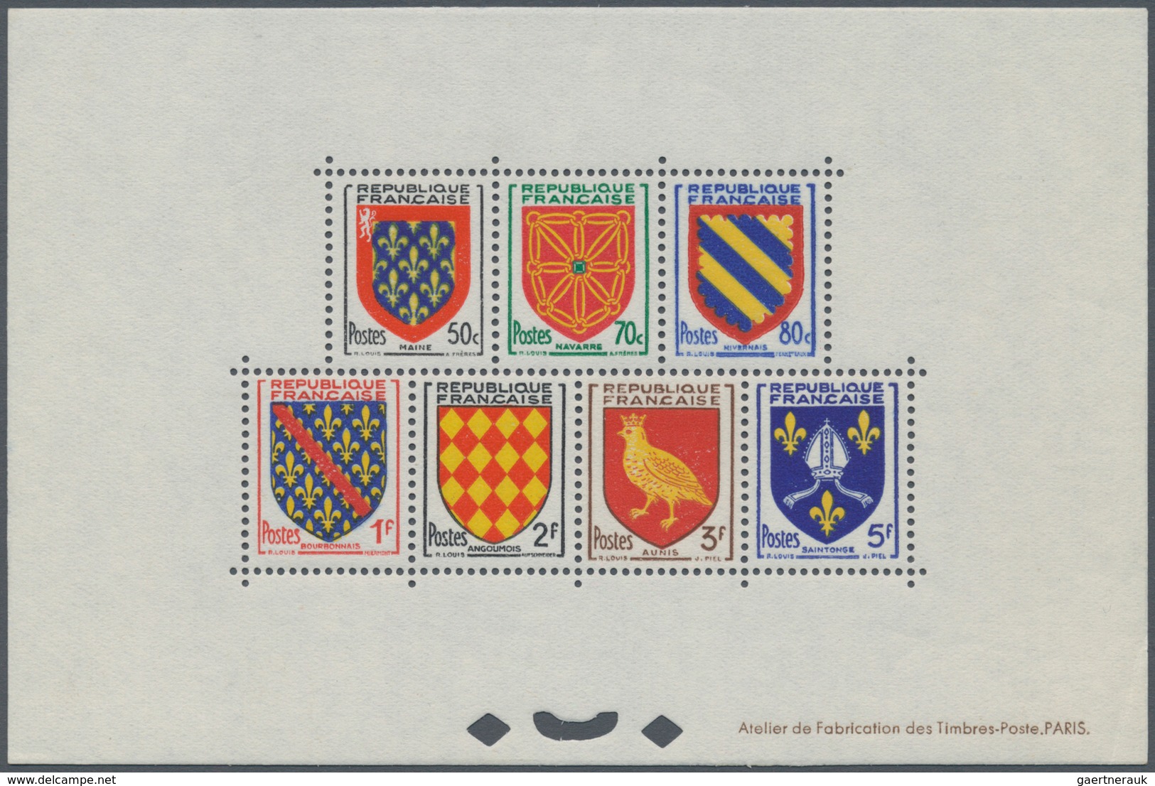 Frankreich: 1954, Definitves "Coat Of Arms", Bloc Speciaux, Unmounted Mint (slight Unobstrusive Impe - Altri & Non Classificati