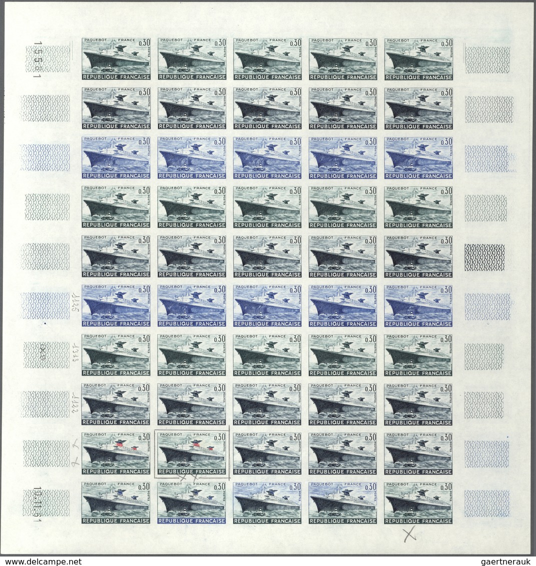 Frankreich: 1962, 3 Different Colour Proof Sheets Of 50 For The Issue Of "Maiden Voyage Of The Passe - Altri & Non Classificati