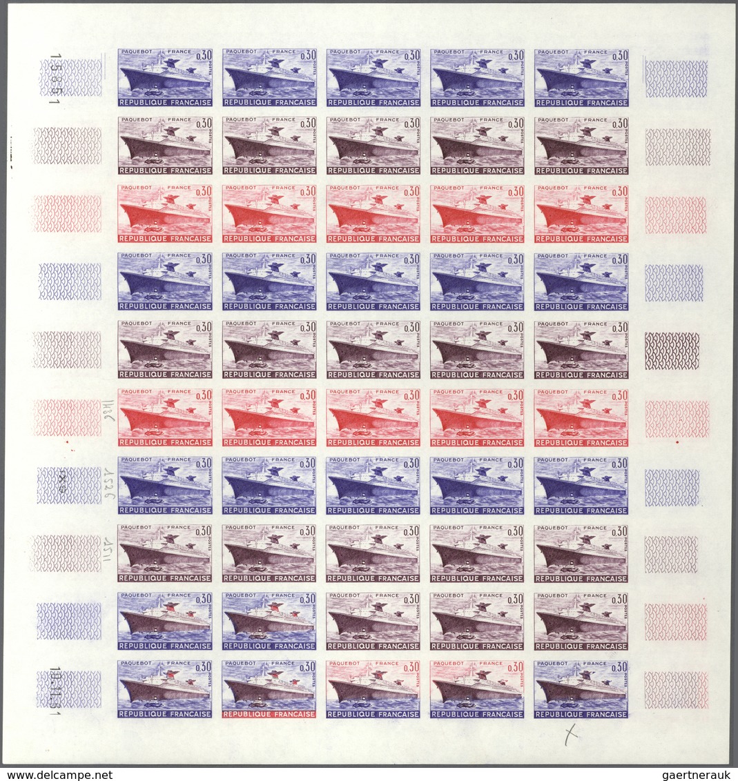 Frankreich: 1962, 3 Different Colour Proof Sheets Of 50 For The Issue Of "Maiden Voyage Of The Passe - Andere & Zonder Classificatie