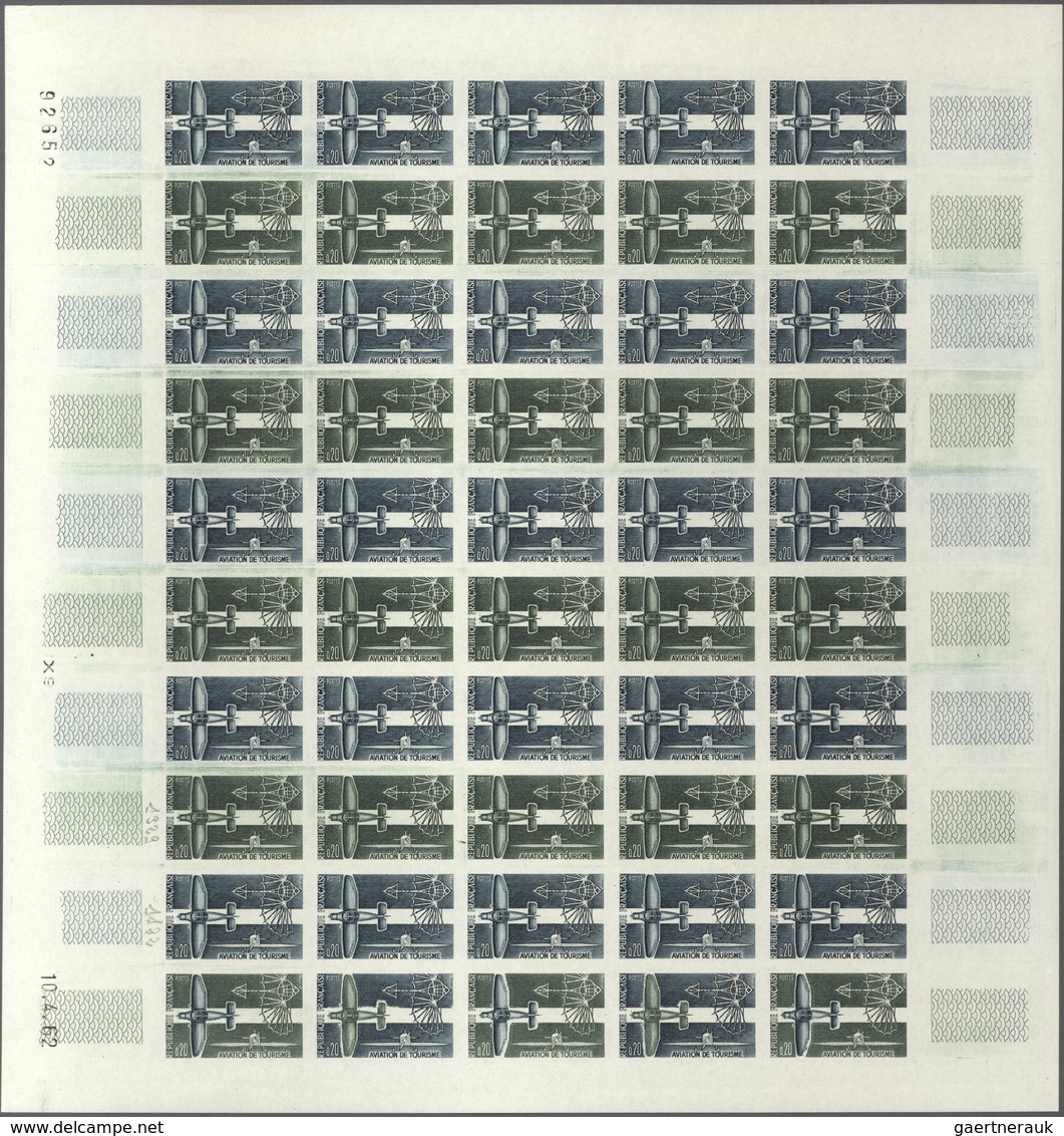 Frankreich: 1962, 3 Colour Proof Sheets Of 50 For The Issue "Tourist Aviation" With Printing Date (1 - Altri & Non Classificati