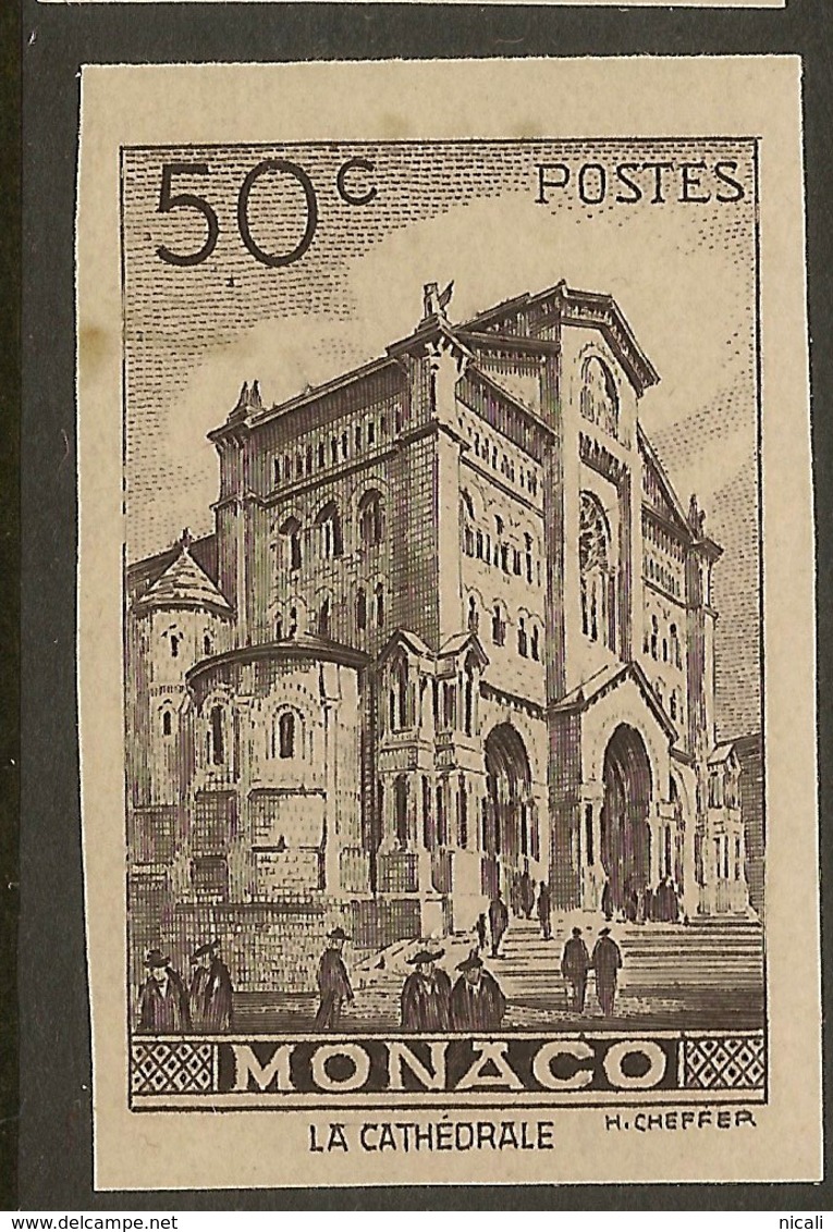 MONACO 1941 50c Cathedral Imperf SG 362 HM #AOK52 - Unused Stamps