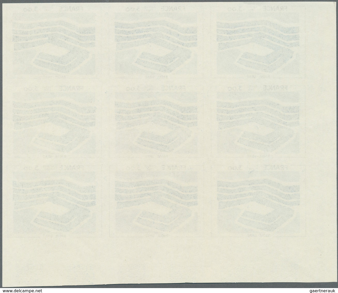 Frankreich: 1978, Painting From Raoul Ubac 3.00fr. IMPERFORATE Block Of Nine From Lower Left Corner, - Andere & Zonder Classificatie