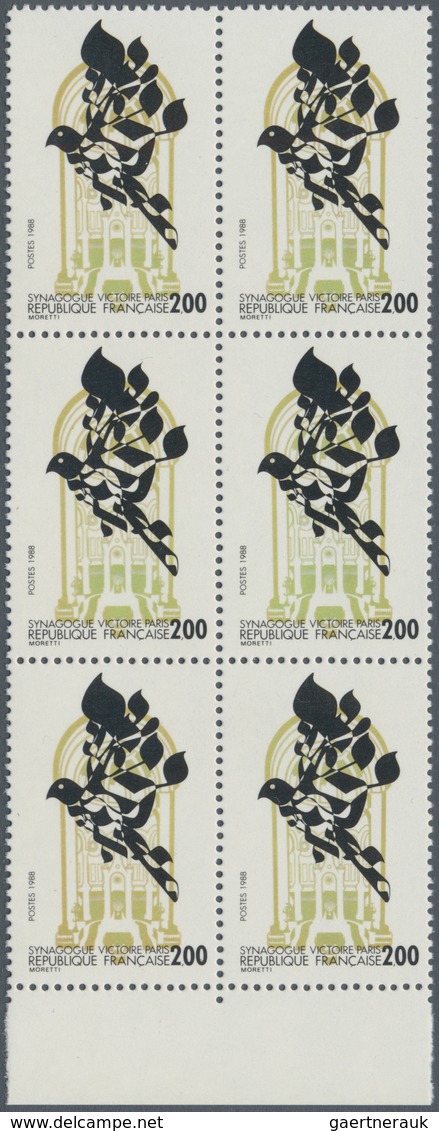 Frankreich: 1988, 75 Years Synagogue Victoire In Paris 2.00fr. In OLIVE Instead Of Gold Block Of Six - Altri & Non Classificati