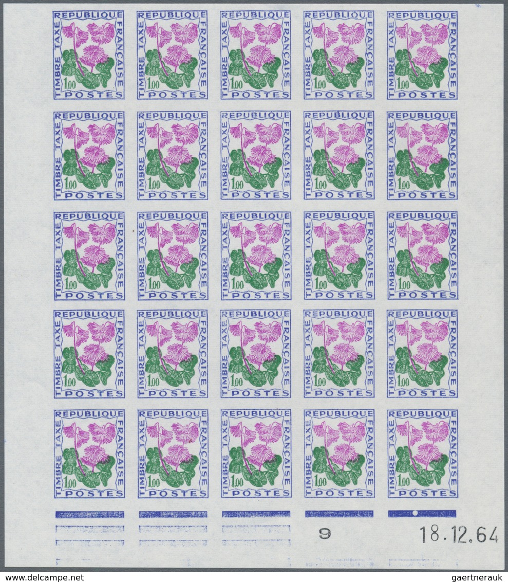 Frankreich - Portomarken: 1964/1971, Postage Dues ‚FLOWERS‘ Complete Set Of Eight In IMPERFORATE Blo - 1960-.... Covers & Documents