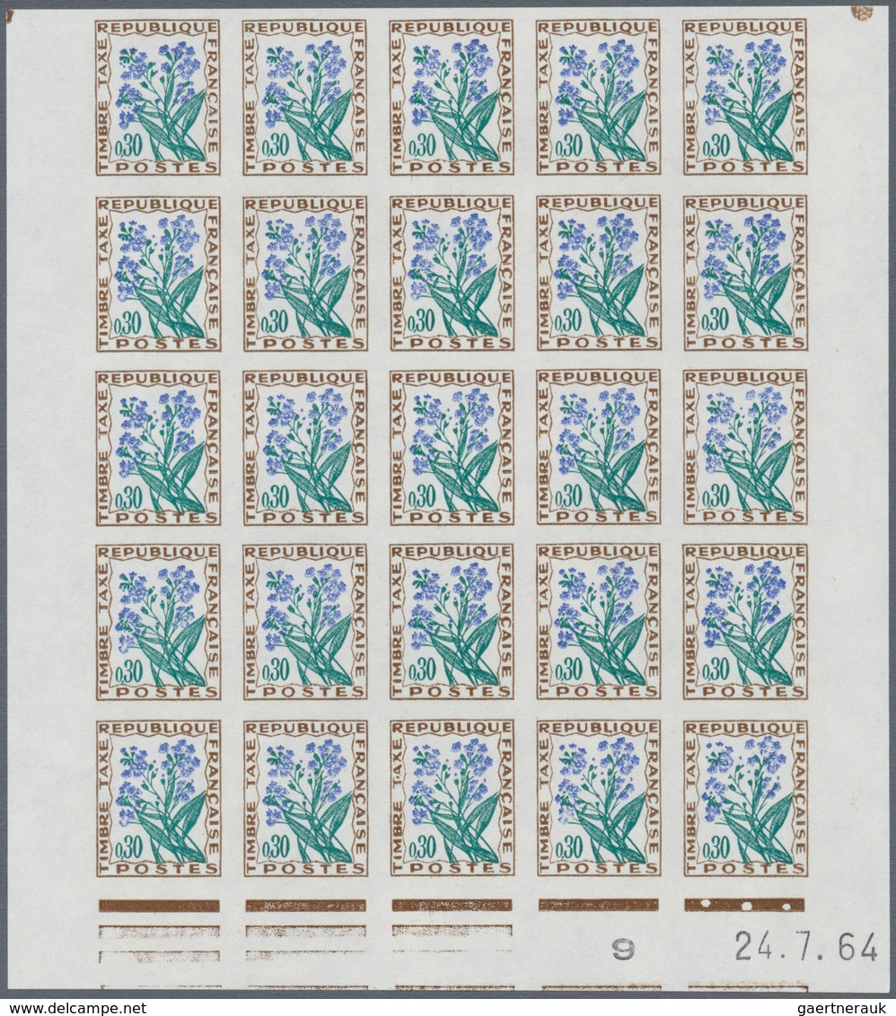 Frankreich - Portomarken: 1964/1971, Postage Dues ‚FLOWERS‘ Complete Set Of Eight In IMPERFORATE Blo - 1960-.... Storia Postale