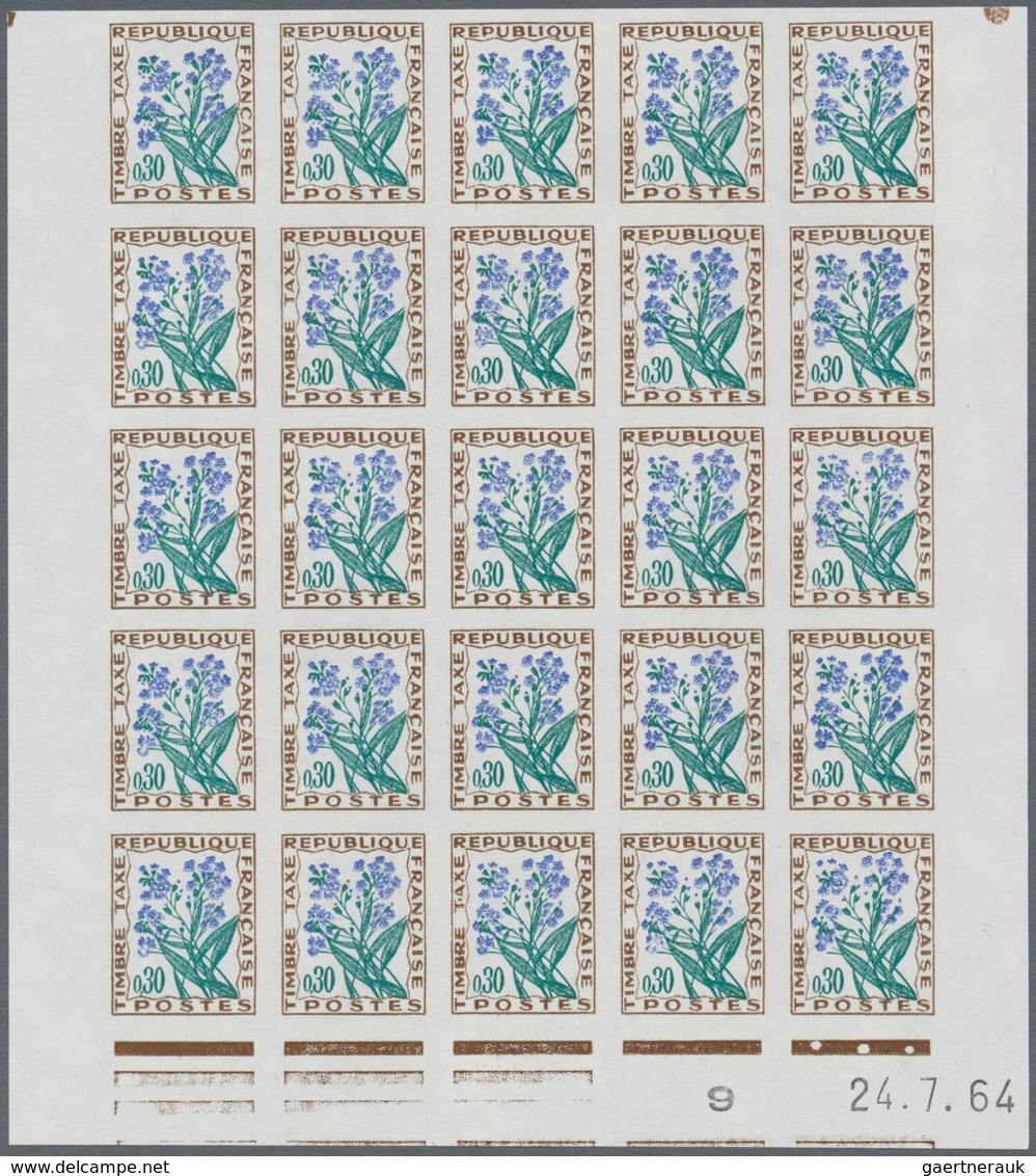 Frankreich - Portomarken: 1964/1971, Postage Dues ‚FLOWERS‘ Complete Set Of Eight In IMPERFORATE Blo - 1960-.... Covers & Documents