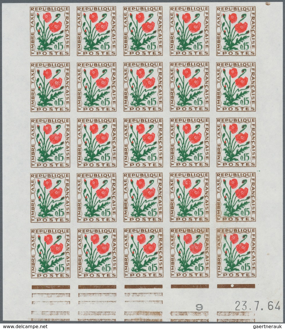 Frankreich - Portomarken: 1964/1971, Postage dues ‚FLOWERS‘ complete set of eight in IMPERFORATE blo