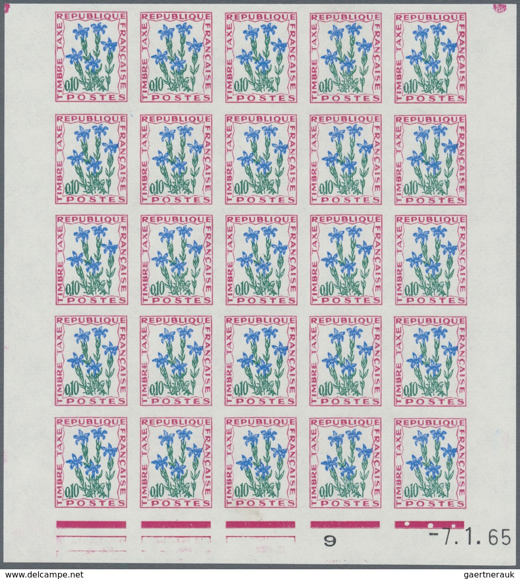 Frankreich - Portomarken: 1964/1971, Postage dues ‚FLOWERS‘ complete set of eight in IMPERFORATE blo