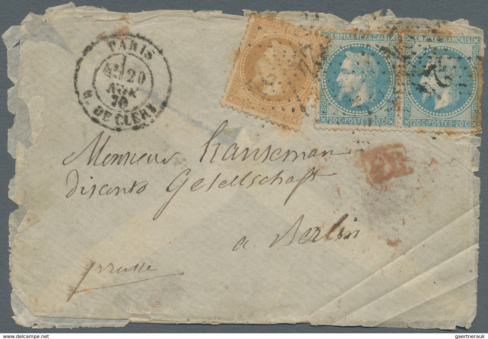 Frankreich - Ballonpost: 1870 (20. Nov.) BALLON MONTÉ: Briefhülle Mit Inhalt Von Paris Nach BERLIN, - 1960-.... Covers & Documents