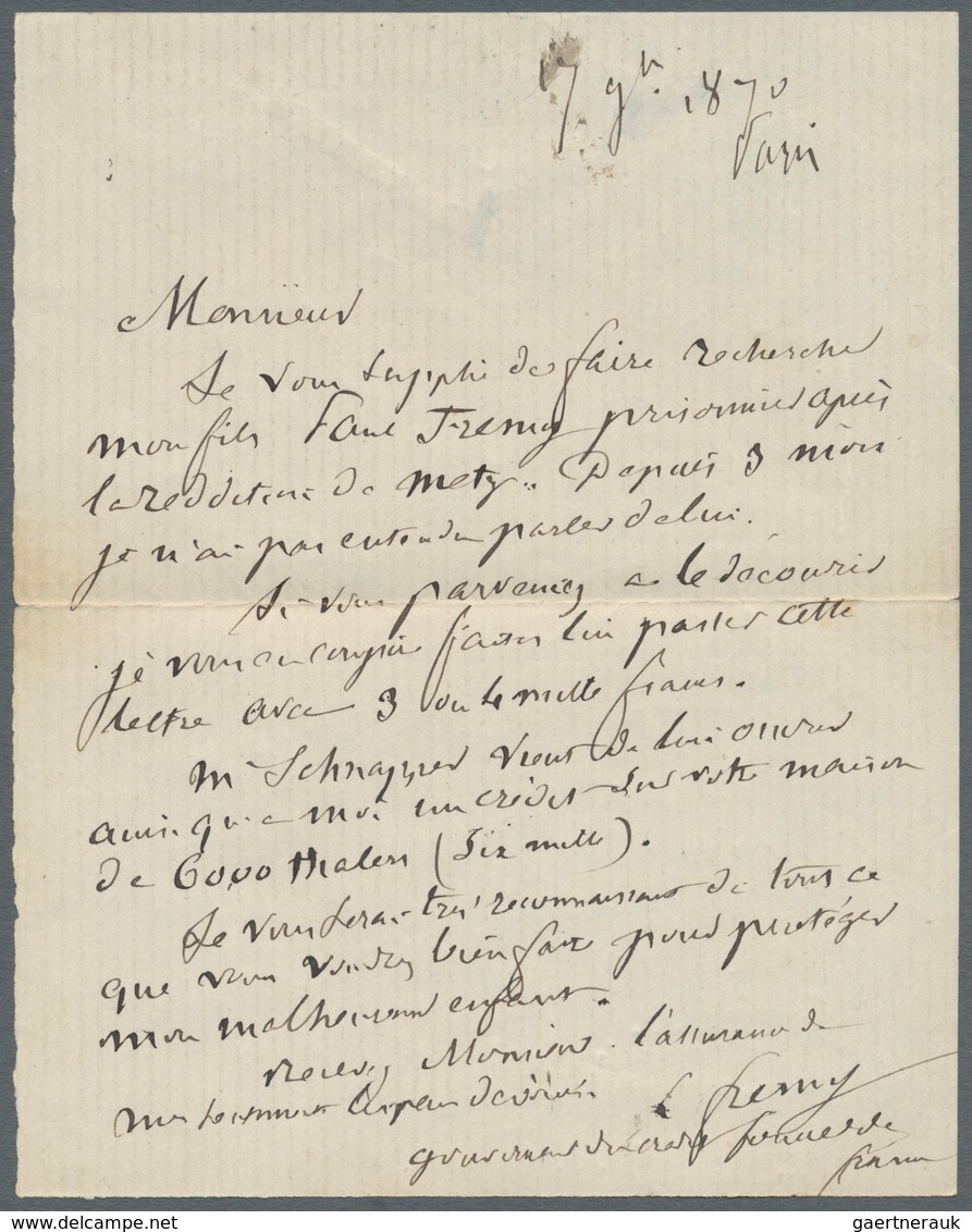 Frankreich - Ballonpost: 1870 (20. Nov.) BALLON MONTÉ: Briefhülle Mit Inhalt Von Paris Nach BERLIN, - 1960-.... Covers & Documents