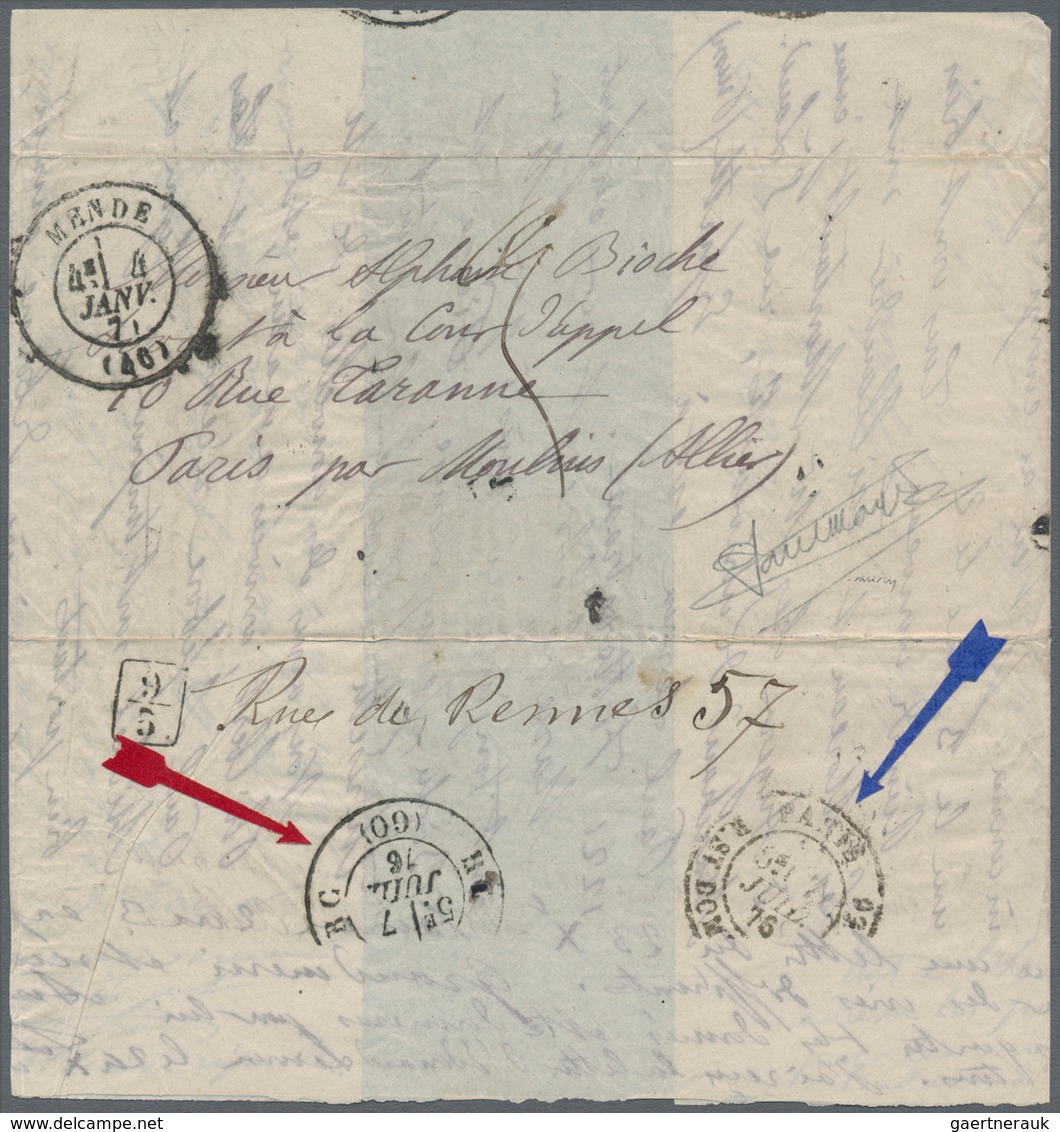 Frankreich - Ballonpost: Extremely Rare Recovery Of 7th July 1876 Of A Boule De Moulins, Letter Date - 1960-.... Brieven & Documenten