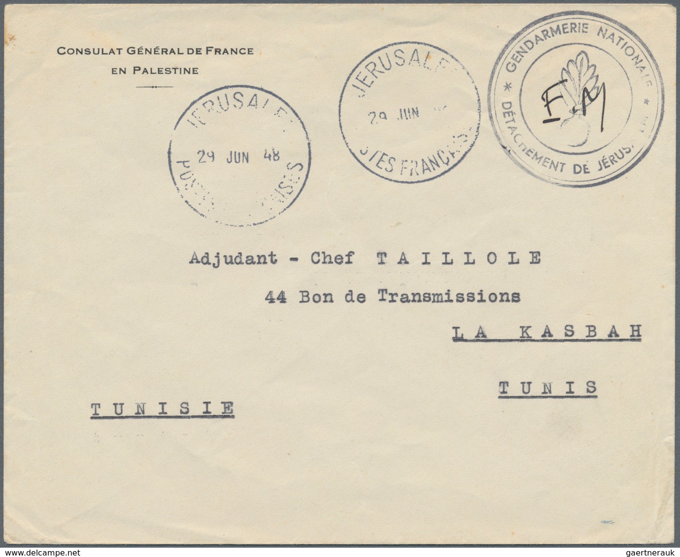 Frankreich - Besonderheiten: 1948, FRENCH CONSULAR MAIL DURING ISRAEL-ARAB WAR, Consular Cover With - Other & Unclassified