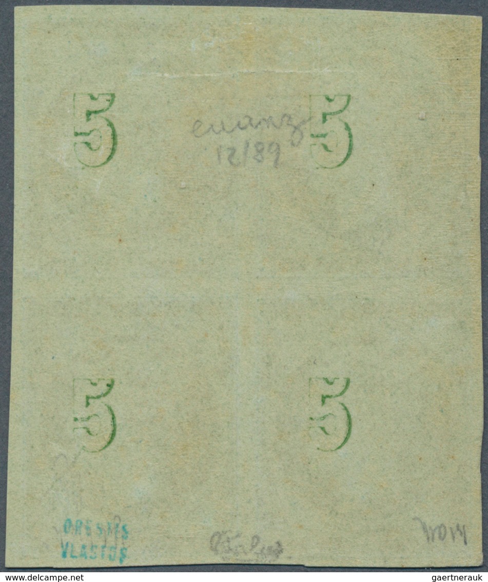 Griechenland: 1861: 5 Lepta Yellow-green, First Athens Printing, Medium Fine Impression, Block Of Fo - Ongebruikt