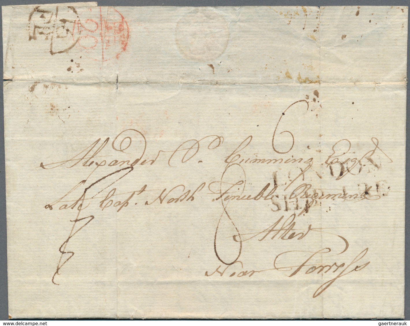 Großbritannien - Vorphilatelie: 1785, "LONDON SHIP-LRE" On Letter Received From Halifax, Nova Scotia - ...-1840 Precursori