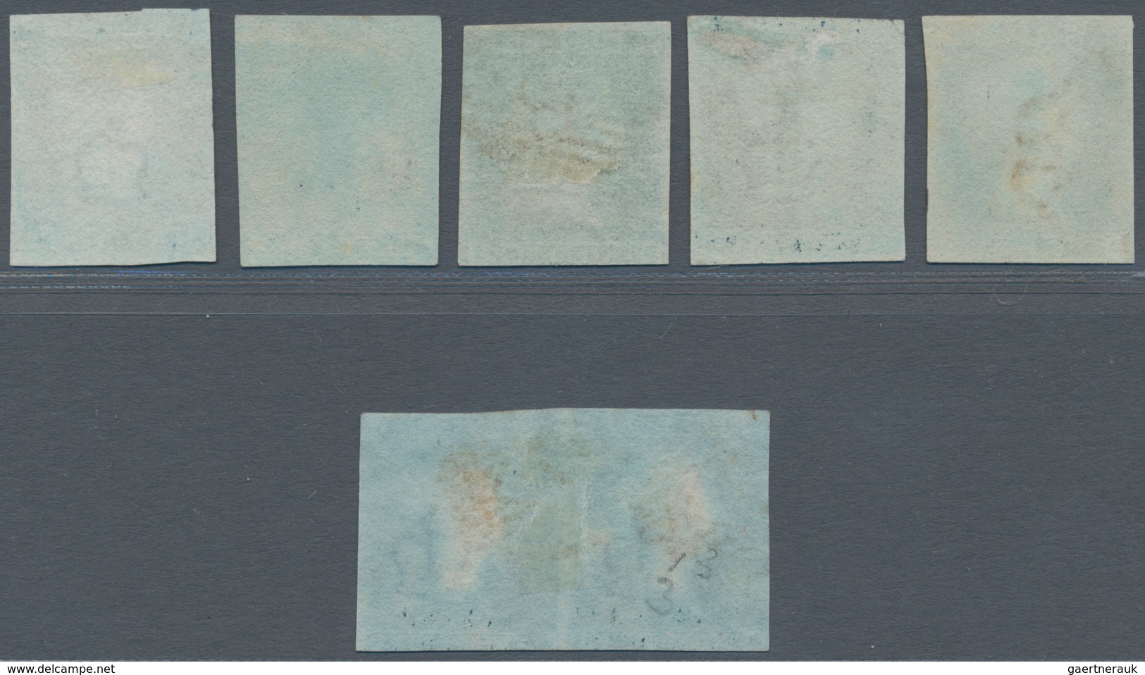 Großbritannien: 1841, 2 D Blue, Group Of 8 Used Stamps Including A Horizontal Pair With Slightly Dis - Andere & Zonder Classificatie