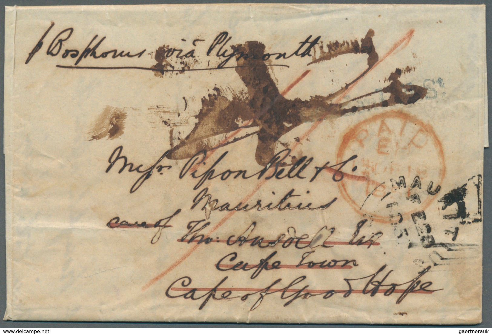 Großbritannien: 1841, Letter From London To An Agent In Cape Town To Be Forwarded To Mauritius. - Other & Unclassified