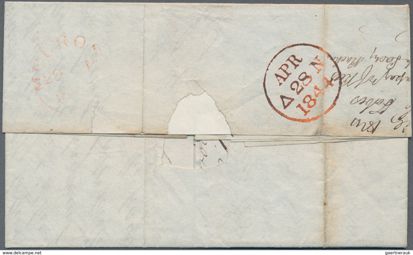 Großbritannien: 1844, Folded Letter Franked With 1 D Red And Clear Strike Of Black Maltese Cross And - Other & Unclassified