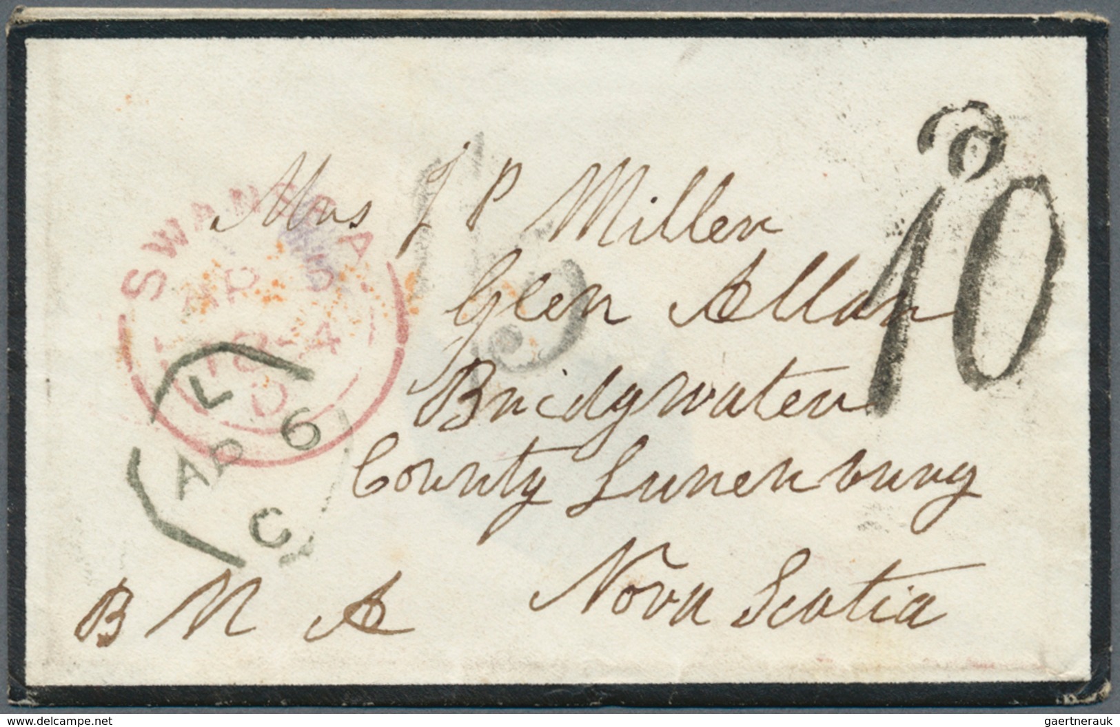 Großbritannien: 1854/1855, Shipletter From Swansea, Wales To Bridgewater, Nova Scotia With 10 D "Acc - Andere & Zonder Classificatie