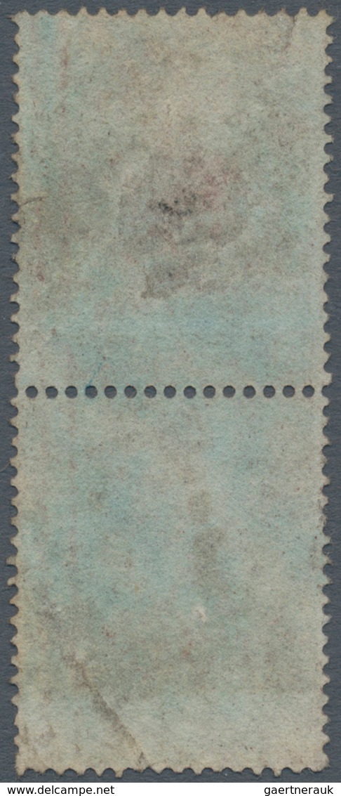 Großbritannien: 1854, 1 D Red-brown, Perf.16, Used Vertical Pair, Strong Vertical Shift Of Perforati - Altri & Non Classificati