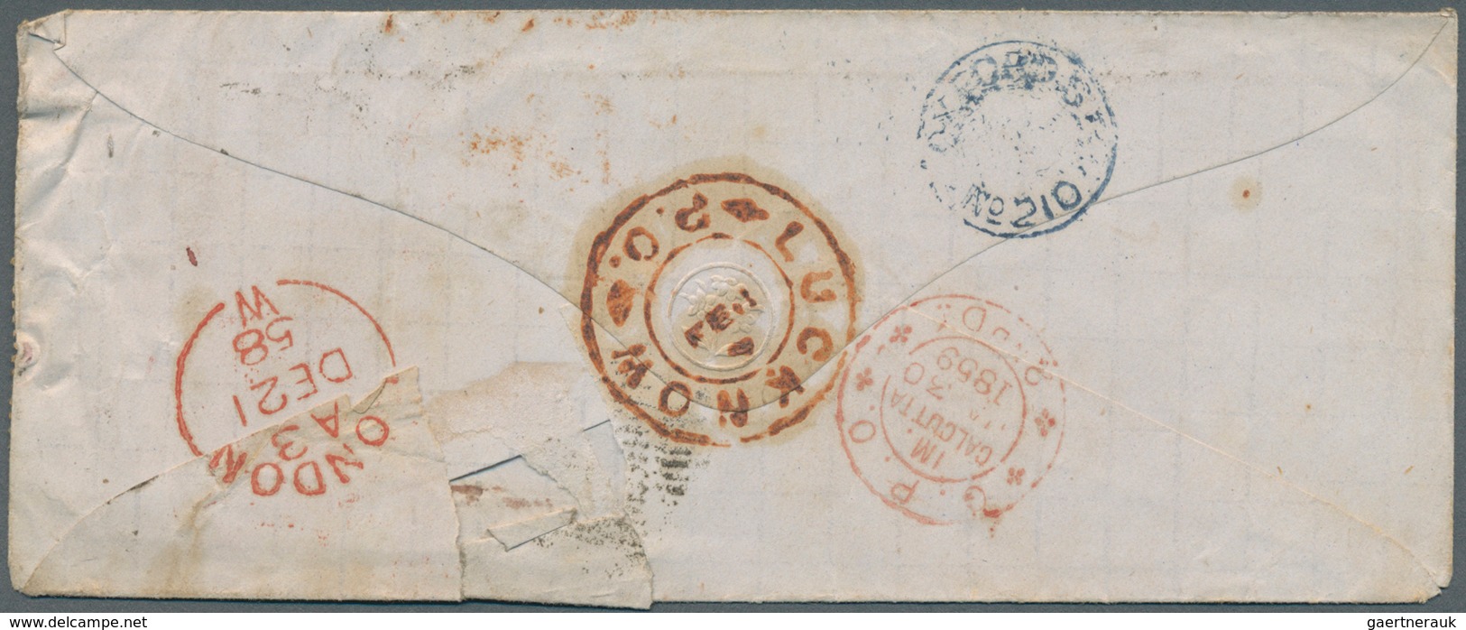 Großbritannien: 1859/1861 Two Covers To India Both Franked 1855-57 4d. Rose-carmine Horiz. Pair Plus - Other & Unclassified