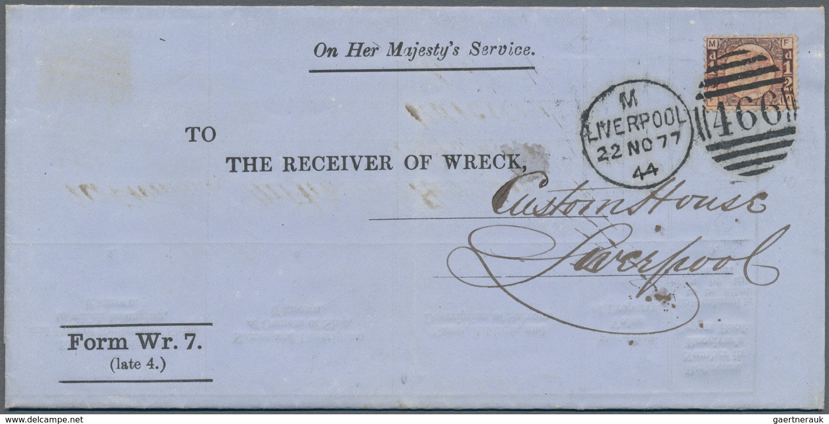 Großbritannien: 1877, 1/2 D Rose-red, Single Franking On Preprinted Folded Letter "To The Receiver O - Other & Unclassified