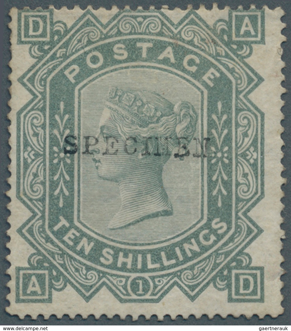 Großbritannien: 1878, QV 10s. Greenish Grey With Maltese Cross Wmk. From Plate 1 Lettered 'D-A' Hand - Other & Unclassified