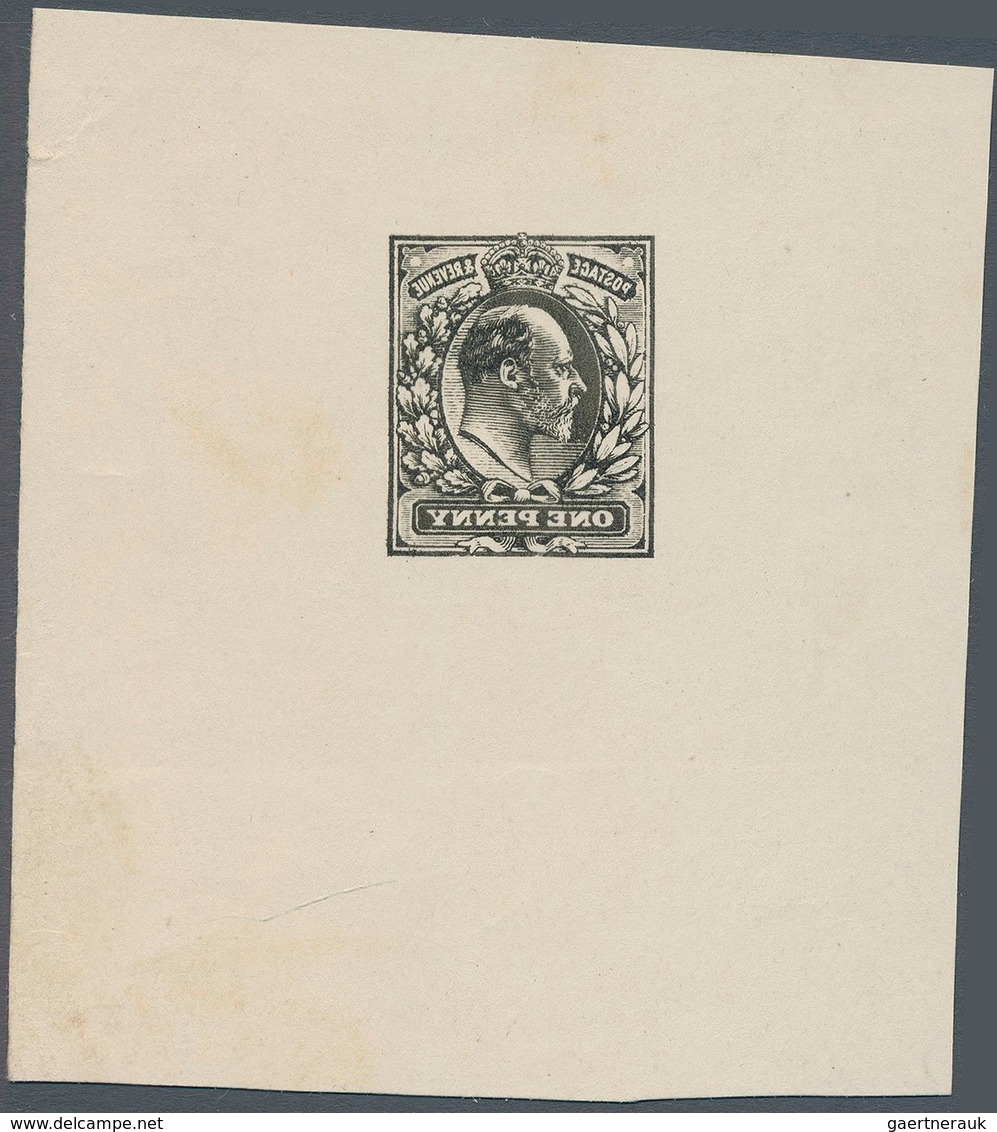 Großbritannien: 1902 King Edward VII, 1d Black ECKERLIN DIE PROOF ESSAYS (reversed Design) Printed I - Altri & Non Classificati